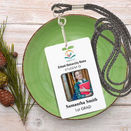 Minimalist Homeschool Student ID Badge with Photo バッジ