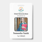 Minimalist Homeschool Student ID Badge with Photo バッジ (正面)