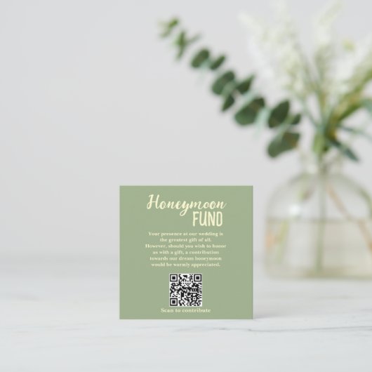 Minimalist Honeymoon Fund QR Code Wedding エンクロージャーカード (スタンド正面)