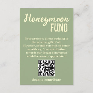 Minimalist Honeymoon Fund QR Code Wedding エンクロージャーカード