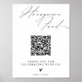 Minimalist Honeymoon Fund Sign with QR Code ポスター (正面)