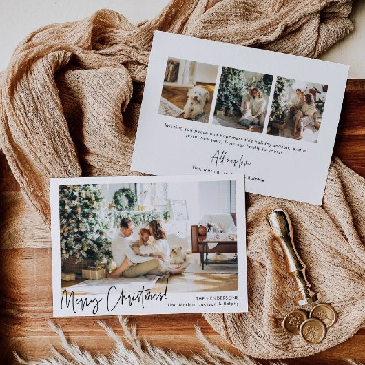 Minimalist Horizontal Photo Holiday Christmas Card 招待状