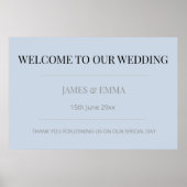 Minimalist Horizontal Wedding Dusky Blue ポスター (正面)