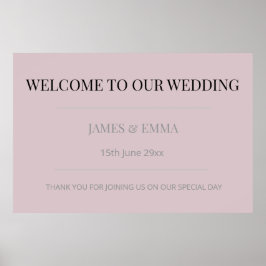 Minimalist Horizontal Wedding Dusky Rose ポスター