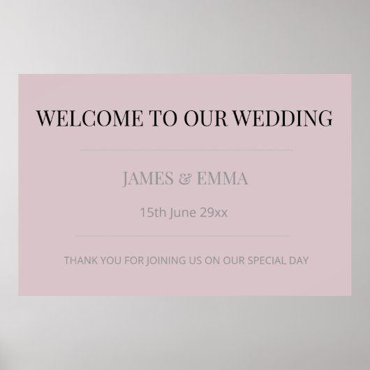 Minimalist Horizontal Wedding Dusky Rose ポスター (正面)