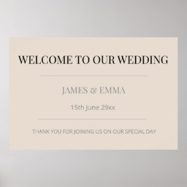 Minimalist Horizontal Wedding Soft Latte ポスター