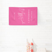 Minimalist Hot Pink Custom Bat Mitzvah Welcome 横断幕 (インサイチュ)