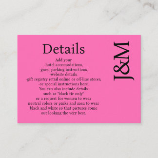 Minimalist Hot Pink Magenta Enclosure Details Card エンクロージャーカード