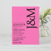 Minimalist Hot PInk Magenta Fuschia Wedding 招待状 (スタンド正面)