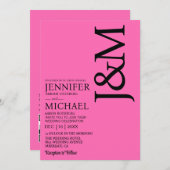 Minimalist Hot PInk Magenta QR Code Wedding 招待状 (正面/裏面)