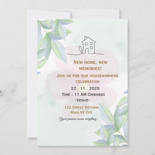Minimalist Housewarming Invitation 招待状 (正面)
