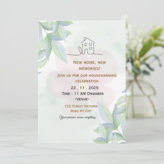Minimalist Housewarming Invitation 招待状 (スタンド正面)