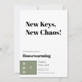 Minimalist Housewarming Invitation Olive Green シーズンカード