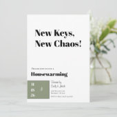 Minimalist Housewarming Invitation Olive Green シーズンカード (スタンド正面)