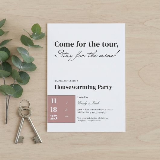 Minimalist Housewarming Invitation • Wine Quote D 招待状