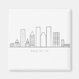 Minimalist Houston City Skyline Illustration マグネット