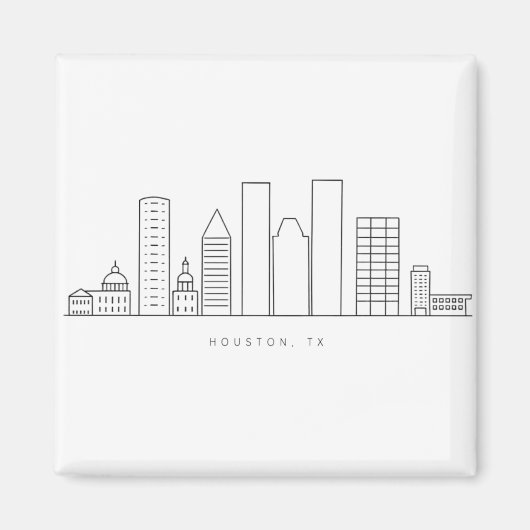 Minimalist Houston City Skyline Illustration マグネット (正面)