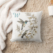 Minimalist Hummingbird & Floral Decorative Pillow クッション (ブランケット)