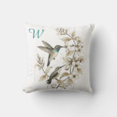 Minimalist Hummingbird & Floral Decorative Pillow クッション (正面)