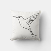Minimalist Hummingbird Line Art in Flight クッション (正面)