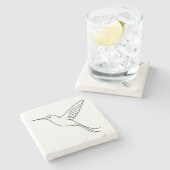 Minimalist Hummingbird Line Art in Flight ストーンコースター (横)