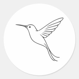 Minimalist Hummingbird Line Art in Flight ラウンドシール