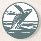 Minimalist Humpback Whale Breaching Ocean  コースター (正面)
