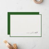 Minimalist Hunter Green Border Personalized Script ノートカード (正面/裏面インサイチュ)