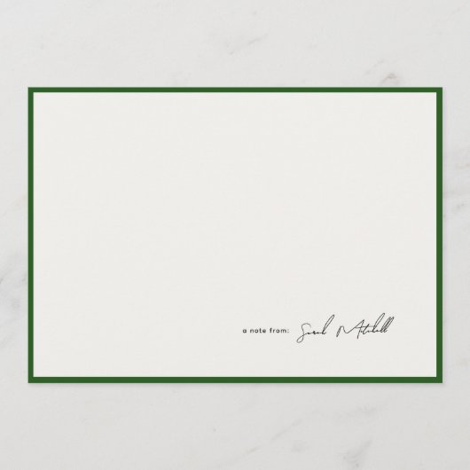 Minimalist Hunter Green Border Personalized Script ノートカード (正面)