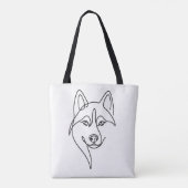 Minimalist Husky Face Line Art  | Custom [Pet Name トートバッグ (裏面)