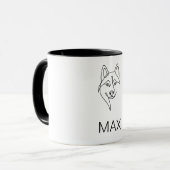 Minimalist Husky Face Line Art  | Custom [Pet Name マグカップ (正面左)