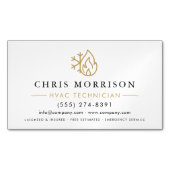 Minimalist HVAC White Gold Modern マグネット名刺 (正面)