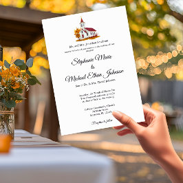 Minimalist Illustration Formal Church Wedding 招待状