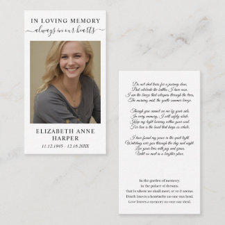 Minimalist In Loving Memory Photo Keepsake Card 名刺