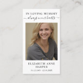 Minimalist In Loving Memory Photo Keepsake Card 名刺 (正面)