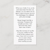 Minimalist In Loving Memory Photo Prayer Card 名刺 (裏面)