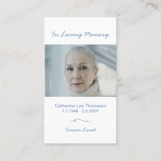 Minimalist In Loving Memory Photo Prayer Card 名刺 (正面)