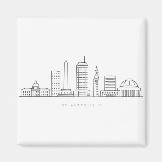 Minimalist Indianapolis Skyline Illustration マグネット (正面)