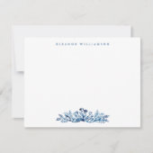 Minimalist Indigo Blue Ink Botanical Baby Shower サンキューカード (正面)