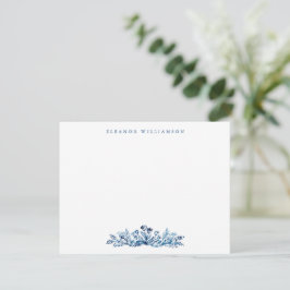 Minimalist Indigo Blue Ink Botanical Baby Shower サンキューカード