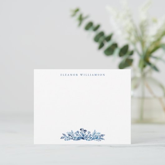 Minimalist Indigo Blue Ink Botanical Baby Shower サンキューカード (スタンド正面)