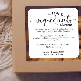 Minimalist Ingredient Allergen Bakery Product スクエアシール