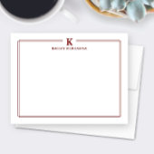 Minimalist Initial Dark Red Two Border Stationery ノートカード
