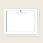 Minimalist Initial Hunter Green Border Stationery ノートカード