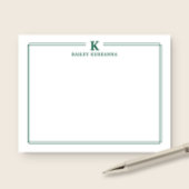 Minimalist Initial Hunter Green Border Stationery ノートカード