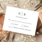Minimalist Initial Monogram Wedding RSVP セーブザデート