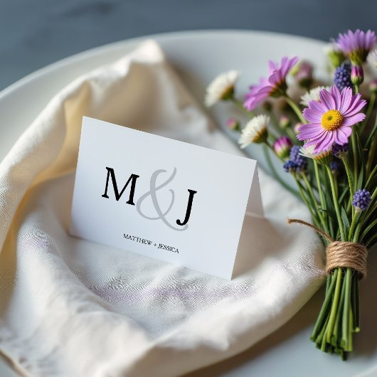 Minimalist Initials Couples Folded Thank You Card サンキューカード