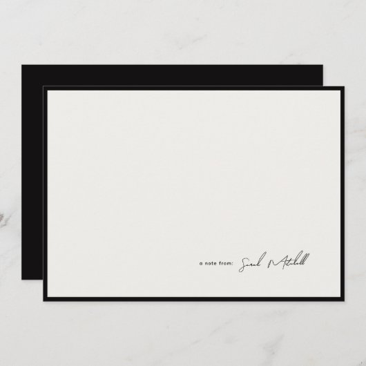 Minimalist Ink Black Border Personalized Script ノートカード (正面/裏面)