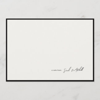 Minimalist Ink Black Border Personalized Script ノートカード