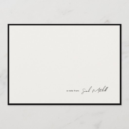Minimalist Ink Black Border Personalized Script ノートカード (正面)